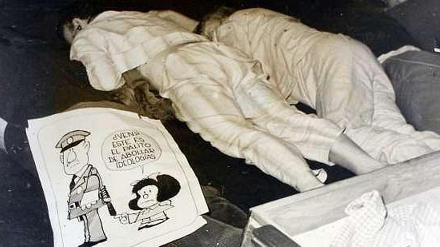 La viñeta de Mafalda hallada junto a los cadáveres. / archivo &#039;4 de julio&#039;