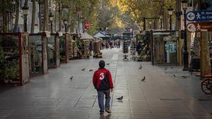 La Rambla, el 18 de octubre, prácticamente vacía.