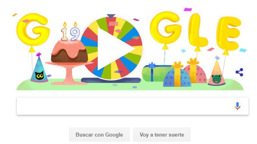 La ruleta de la fortuna del cumpleaños Google.