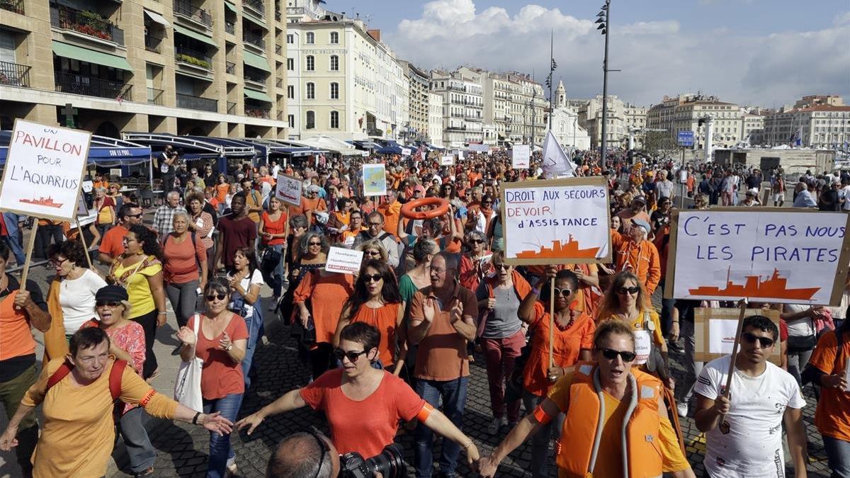 protestas en europa a favor del aquarius