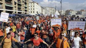 Manifestación a favor del Aquarius en Marsella.