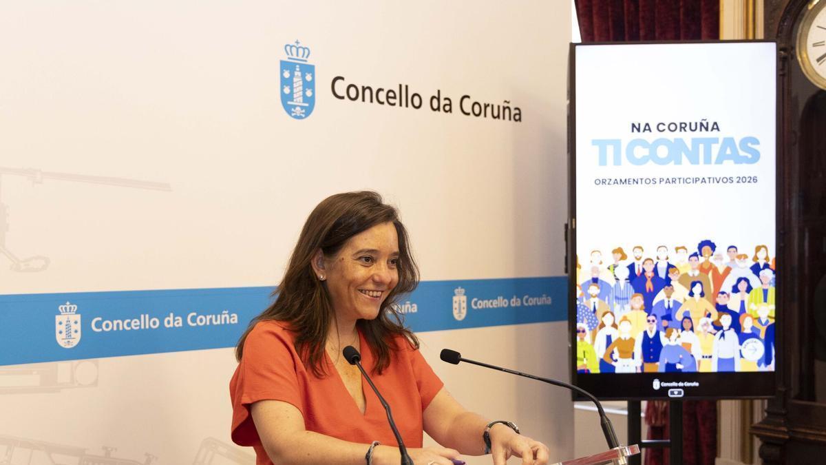 Inés Rey en la presentación de los orzamentos participativos.