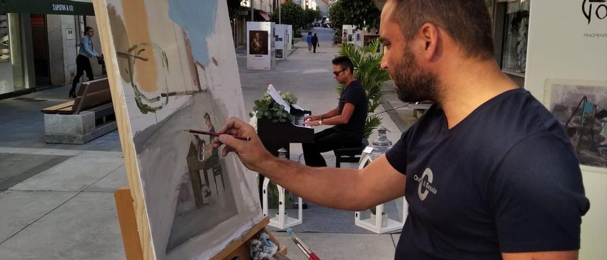 Carlos Álvarez Besada pintando a Carlos Oubiña.