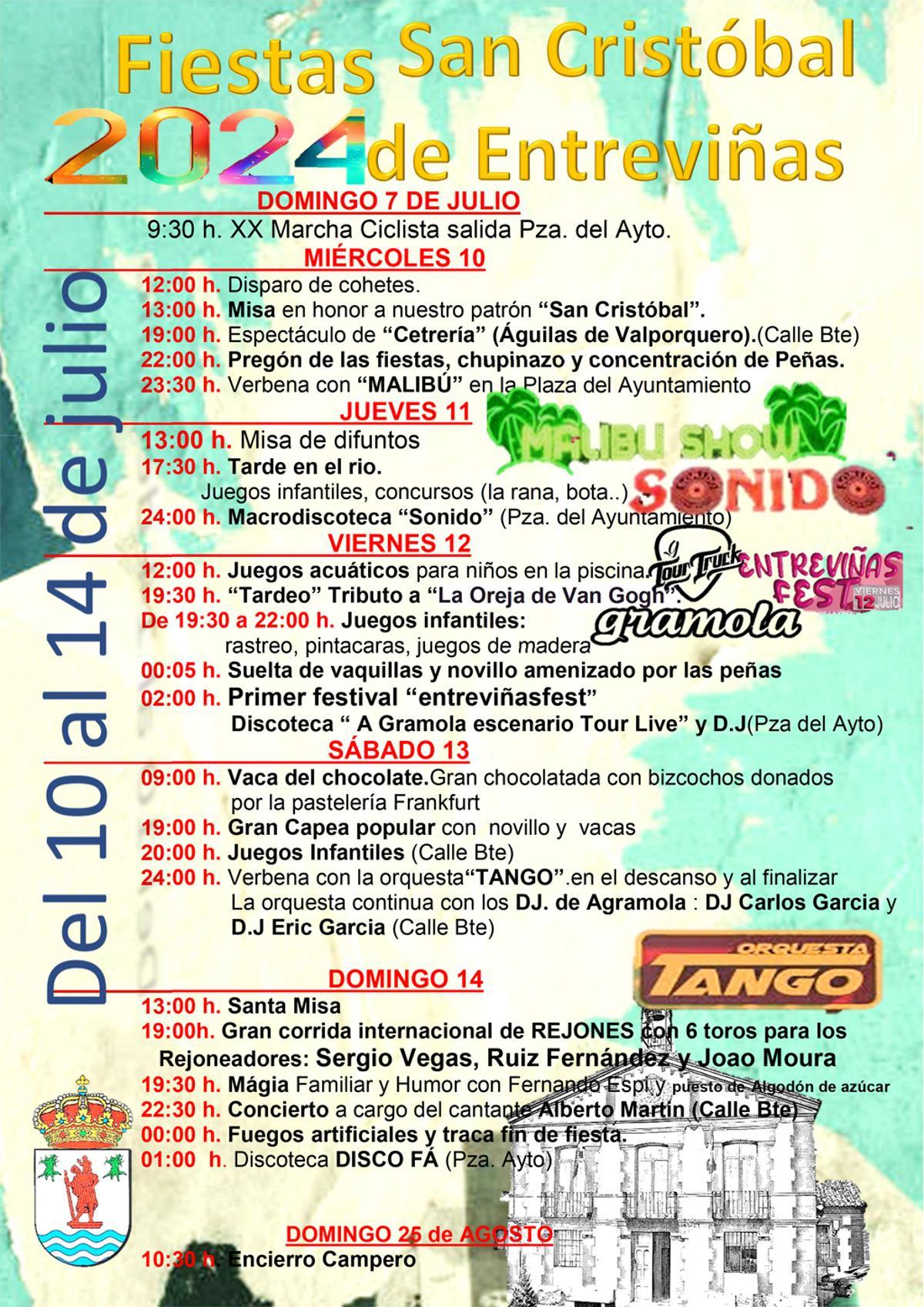 El cartel completo de las fiestas de San Cristóbal de Entreviñas 2024