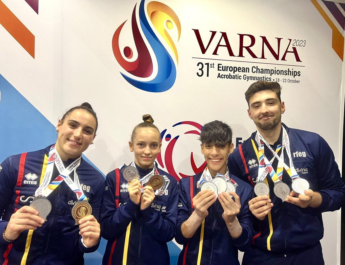 El TeamESP de gimnasia acrobática regresa del Campeonato de Europa con cinco medallas.