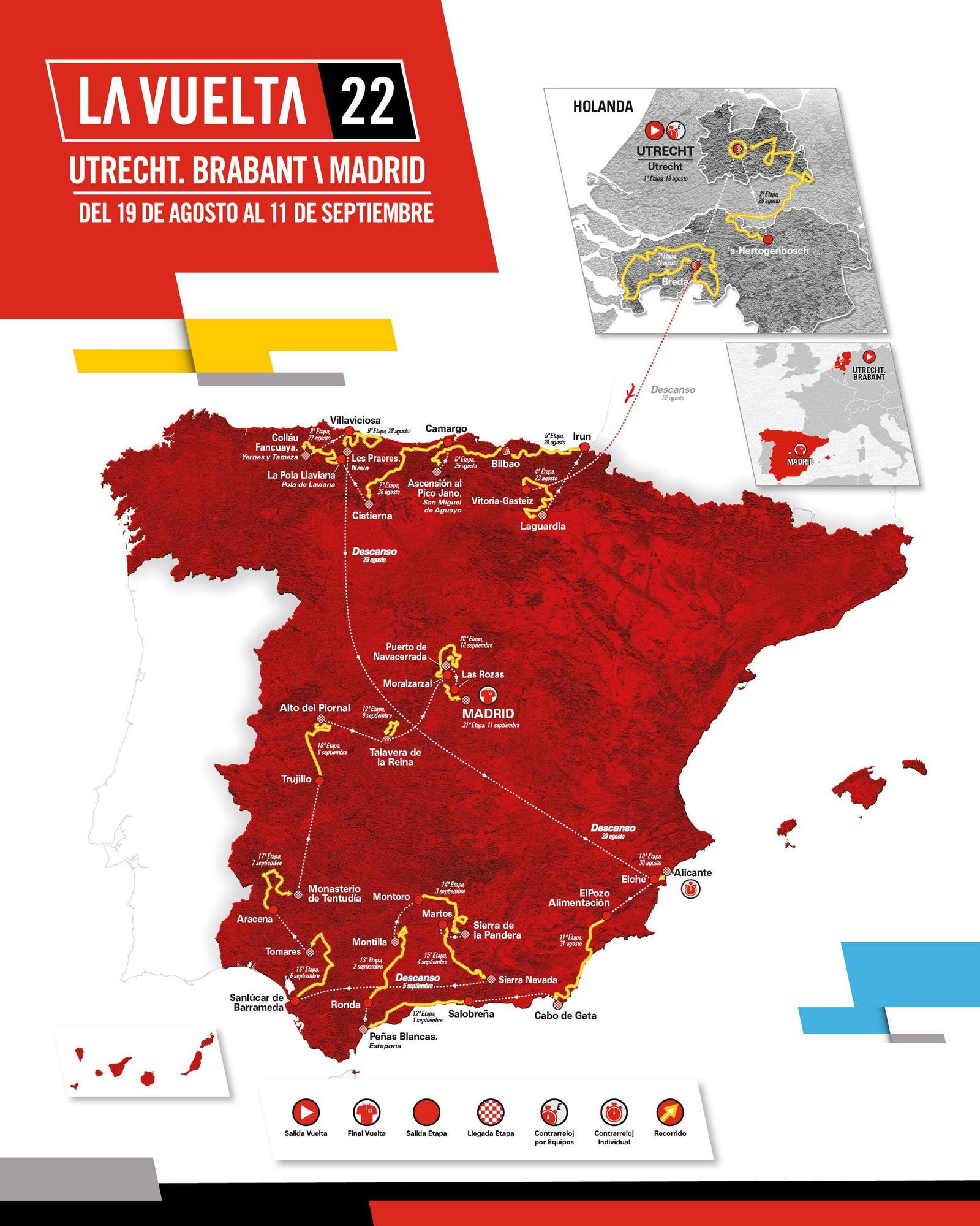 Mapa de la Vuelta a España 2022.