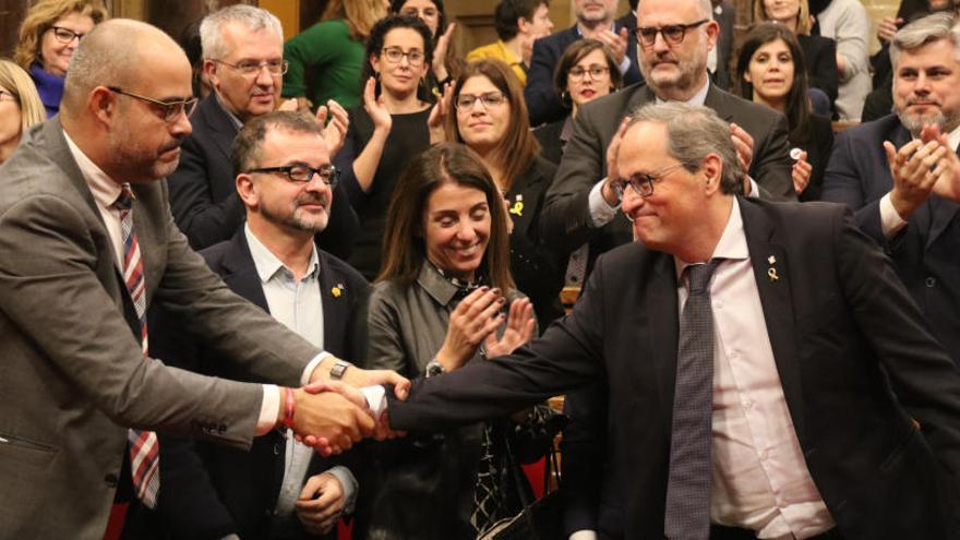 El president de la Generalitat, Quim Torra, al Saló de sessions durant la compareixença davant el ple del Parlament