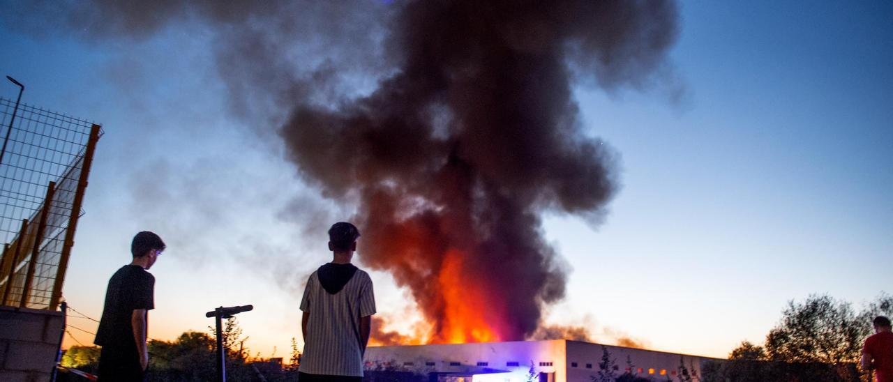 VÍDEO | Incendio en una empresa aceitunera de Montehermoso