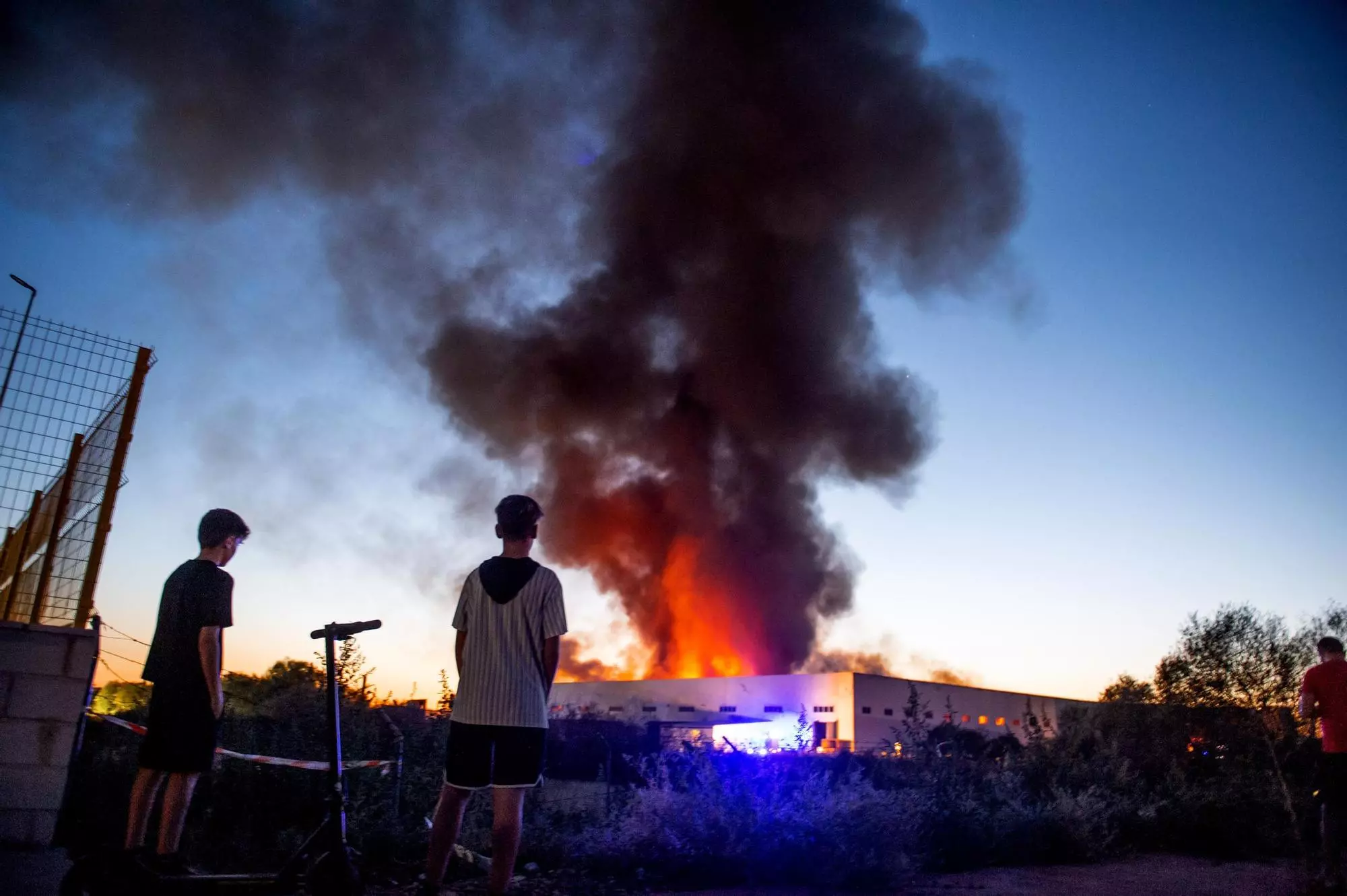 VÍDEO | Incendio en una empresa aceitunera de Montehermoso