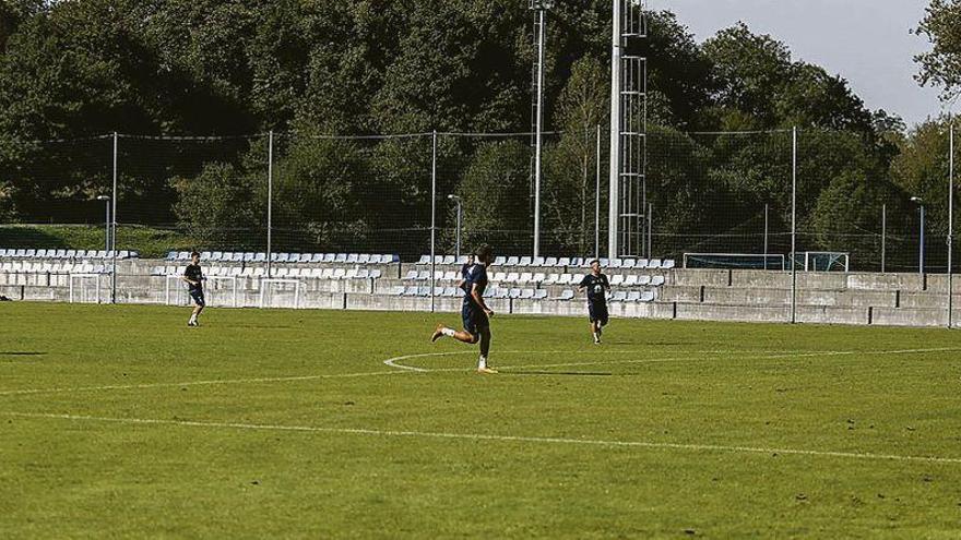 Owusu, Asier, Toché, Ñíguez y Berjón, ayer en El Requexón.