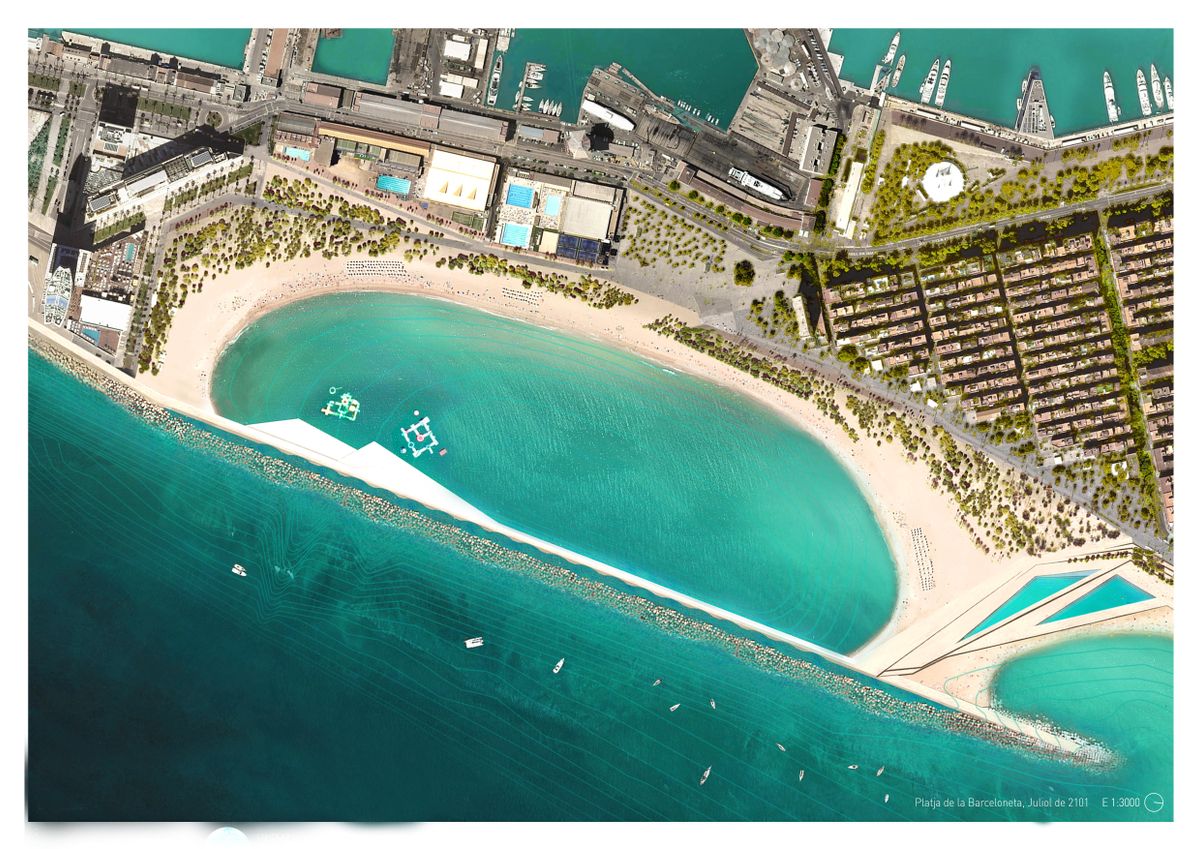 Barcelona, 2095, l’última platja viva Barcelona, 2095, l’última platja viva
