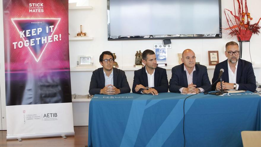 Iago Negueruela, Marcos Serra, Vicent Marí y Lloyd Milen, ayer, en la presentación de la campaña en Es Nàutic de Sant Antoni. | J. A. RIERA