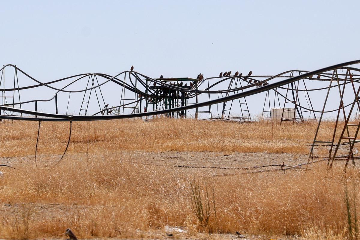 Tuberías de extracción de biogás en el vertedero de la planta de tratamiento de la Diputación en Montalbán.