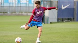 Riqui Puig, en el entrenamiento del Barça en la ciudad deportiva.