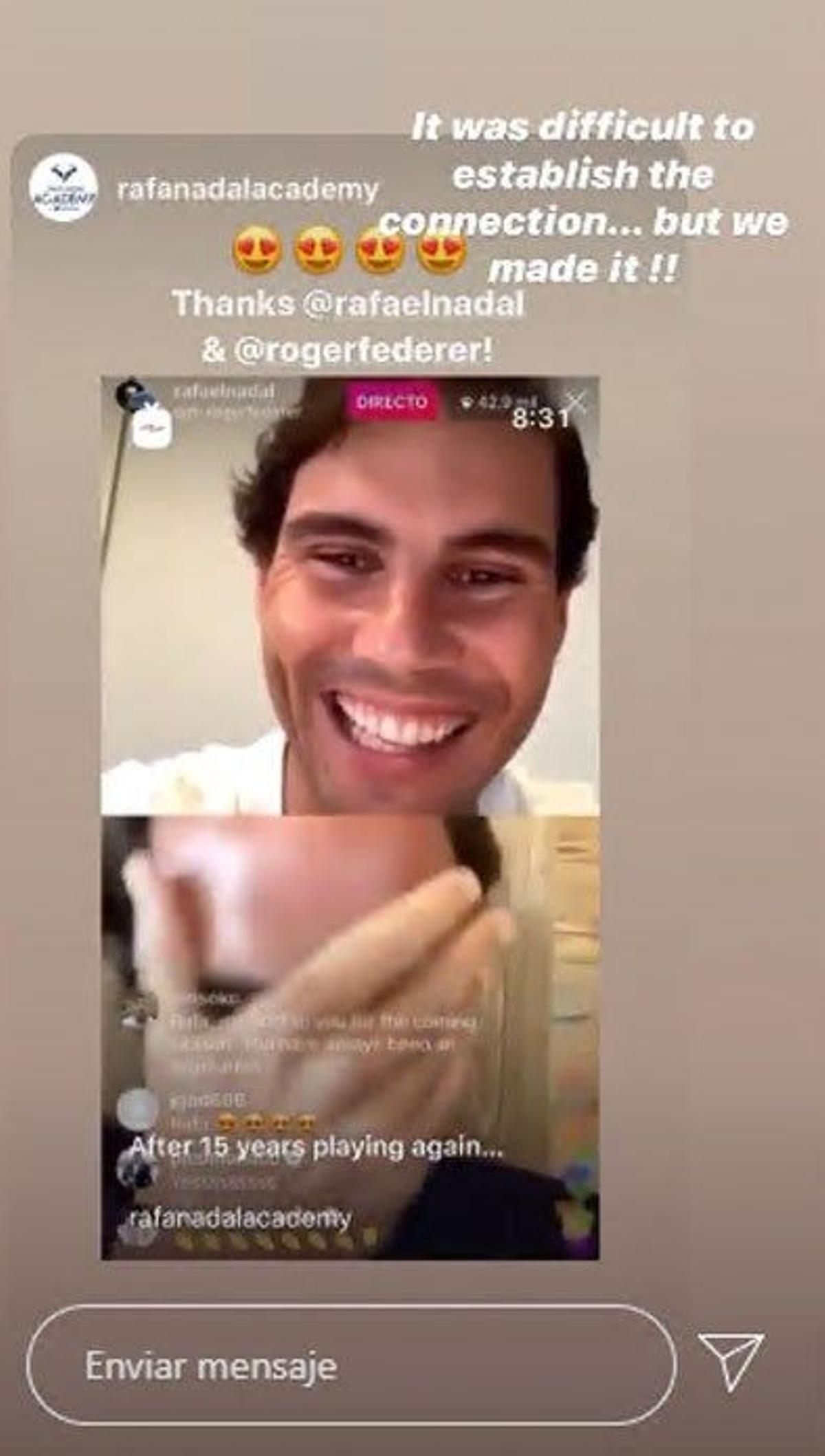 Rafa Nadal charlando con Roger Federer