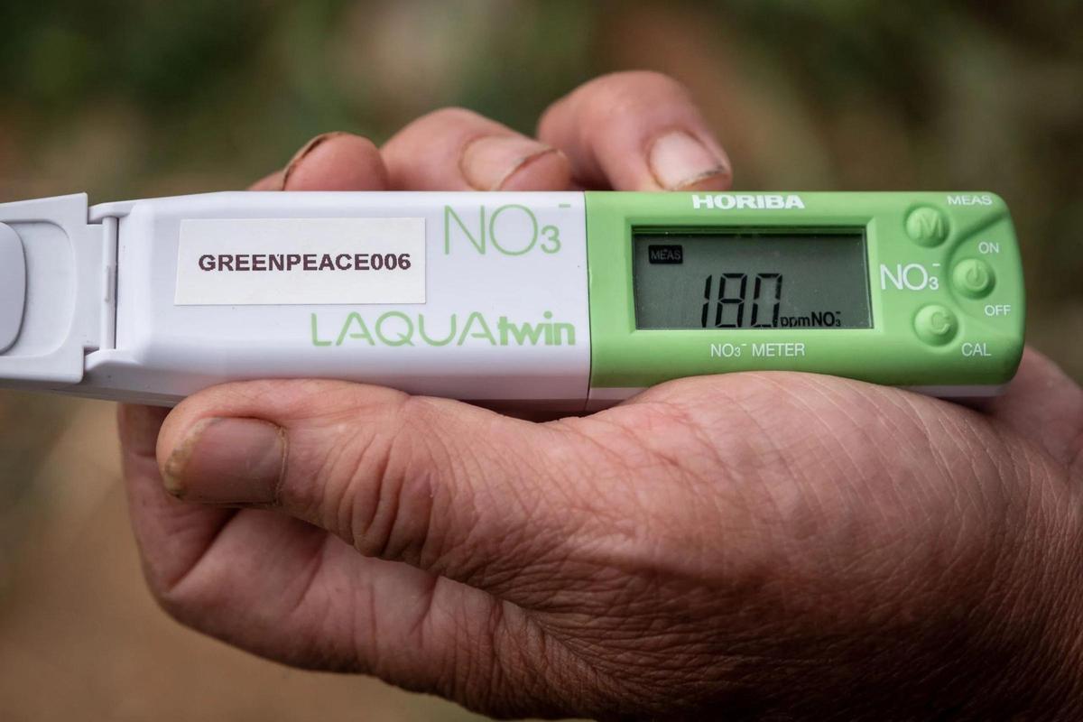 Medición de una muestra contaminada por nitratos