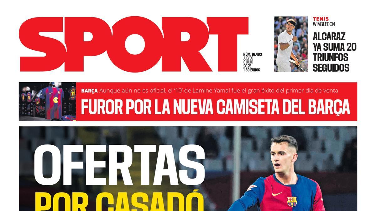 Esta es la portada de SPORT de hoy jueves, 3 de julio de 2025