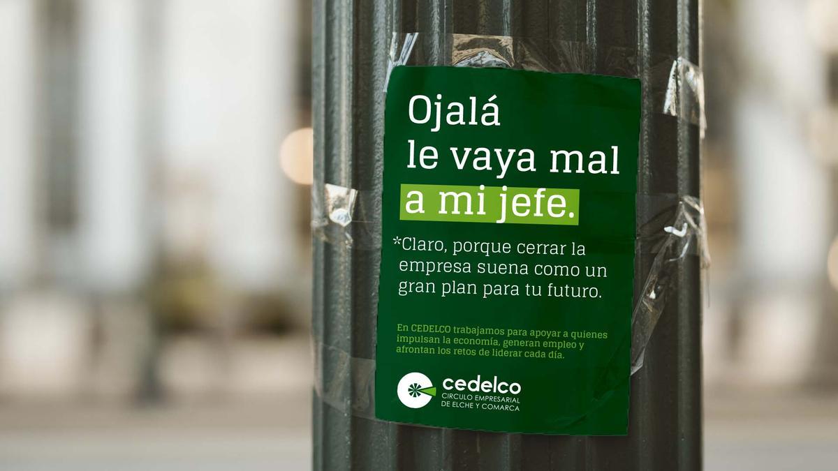 Una de las pegatinas de la campaña de Cedelco