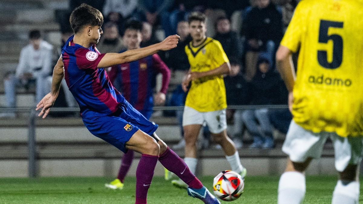 Brian Fariñas, en el partido del Juvenil A contra el Badalona
