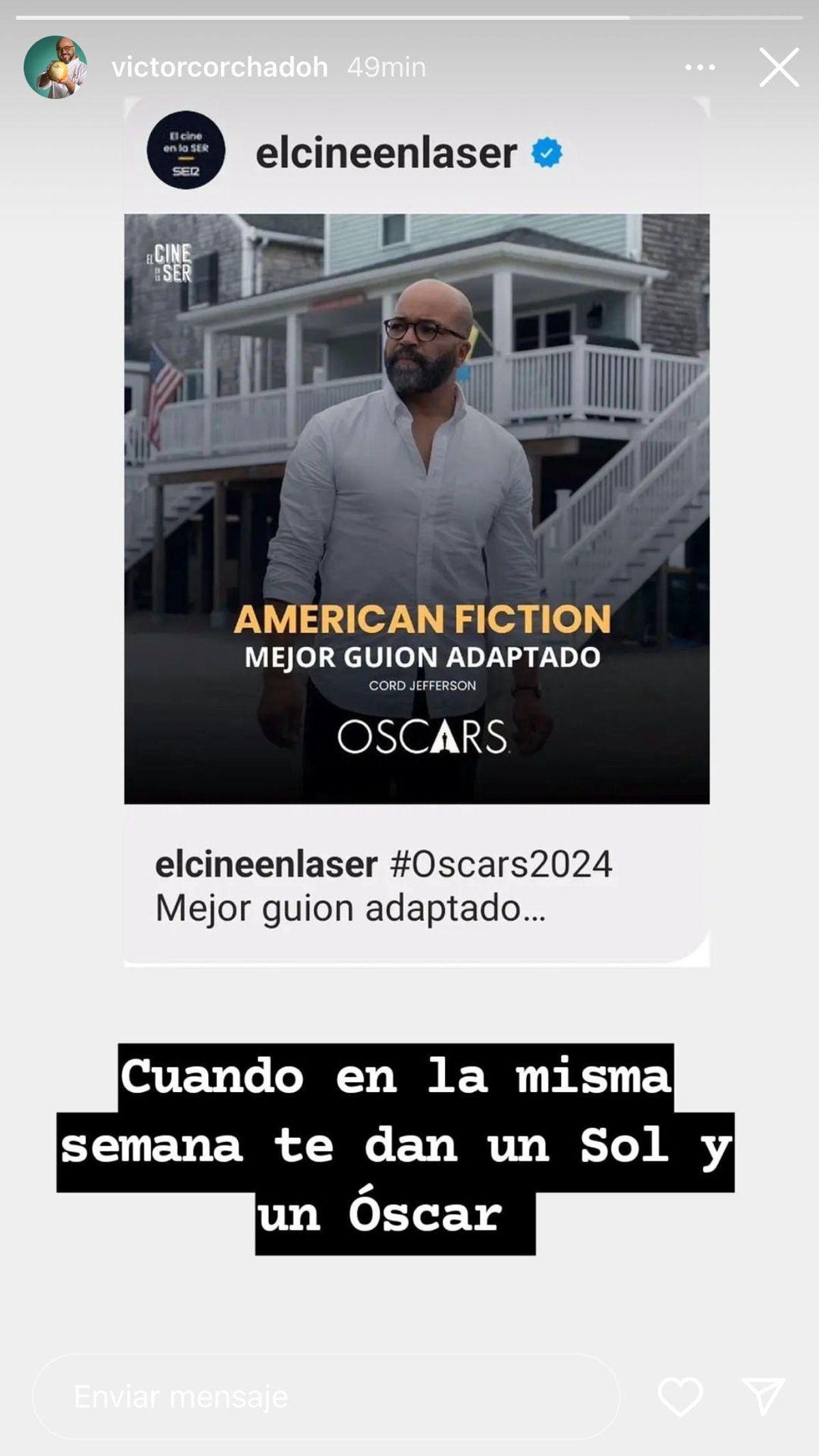 Publicación de Víctor Corchado en IG