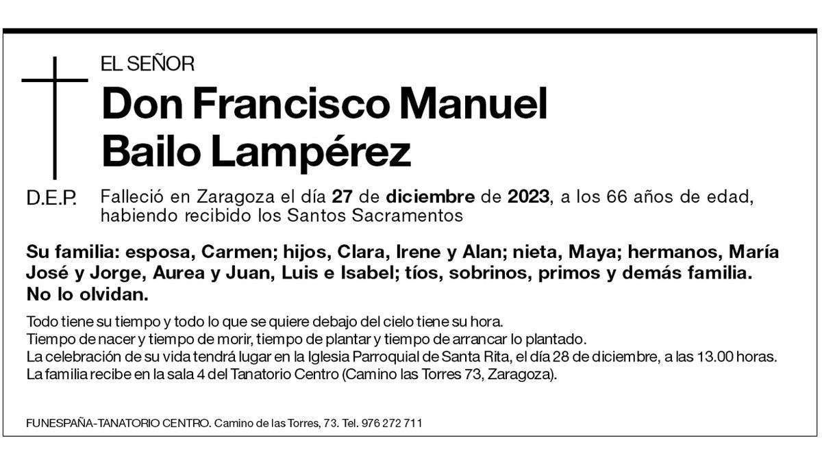 Don Francisco Manuel Bailo Lampérez