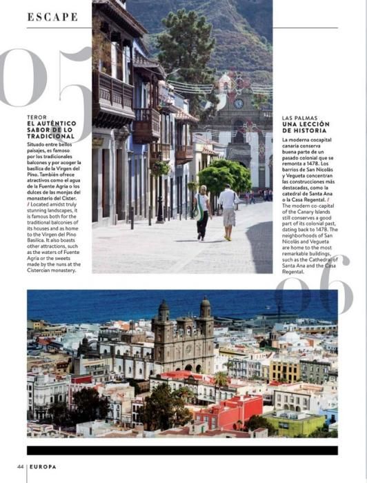 Reportaje turístico sobre Gran Canaria en la revista de Air Europa