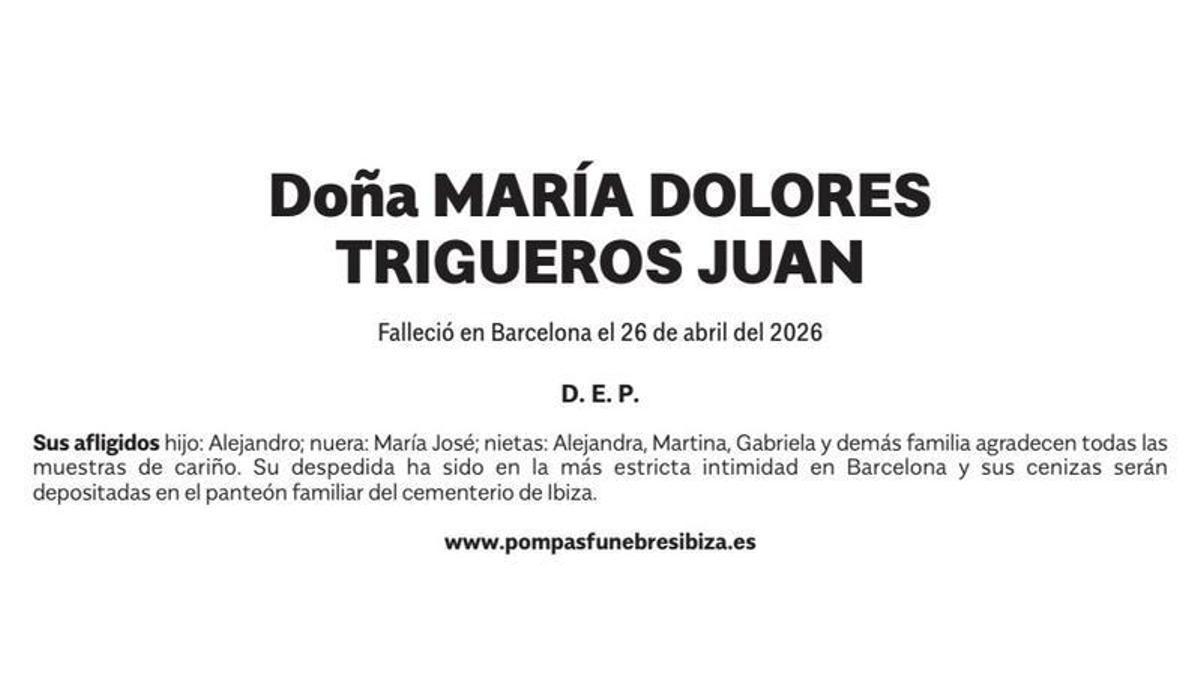 Esquela María Dolores Trigueros Juan