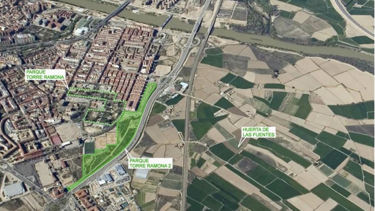 Zona sobre la que está proyectada la ampliación del parque Torre Ramona.