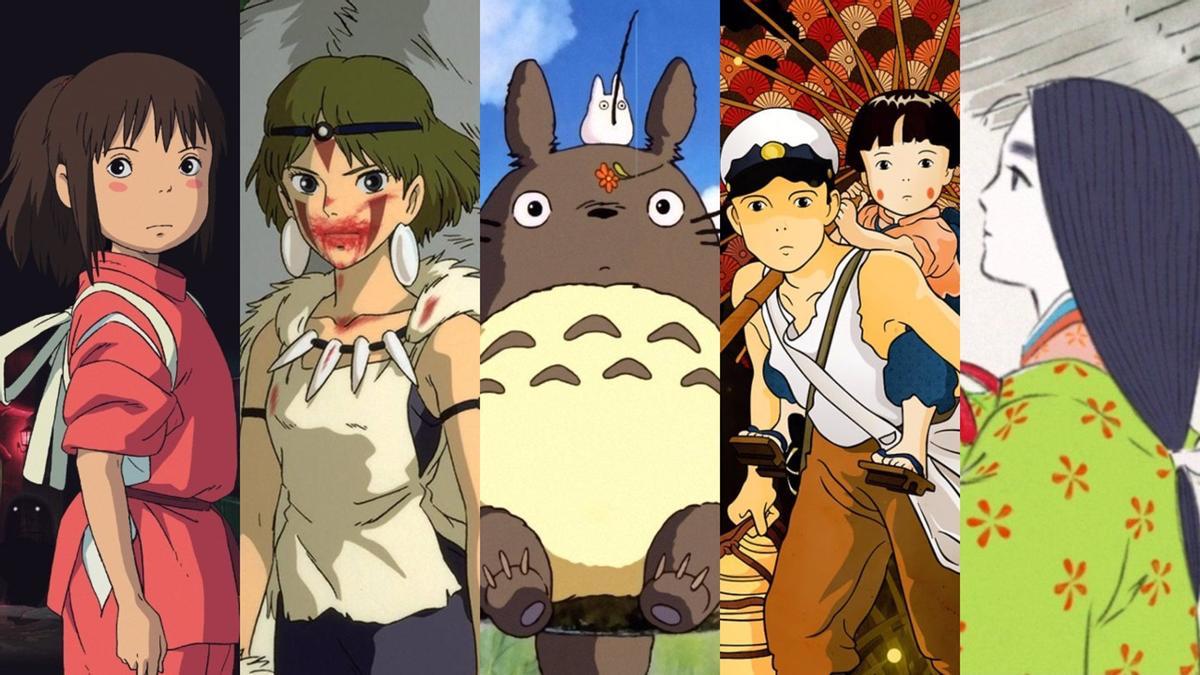 Imágenes de varias películas de Studio Ghibli, incluyendo &#039;El viaje de Chihiro&#039; (primera por la izquierda).