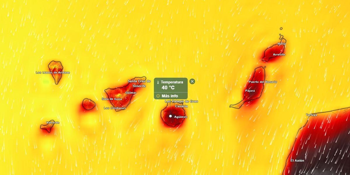 Máximas de hasta 40ºC en la tarde del martes 7 de julio en puntos del interior de Gran Canaria y tempraturas muy altas en el resto de Islas