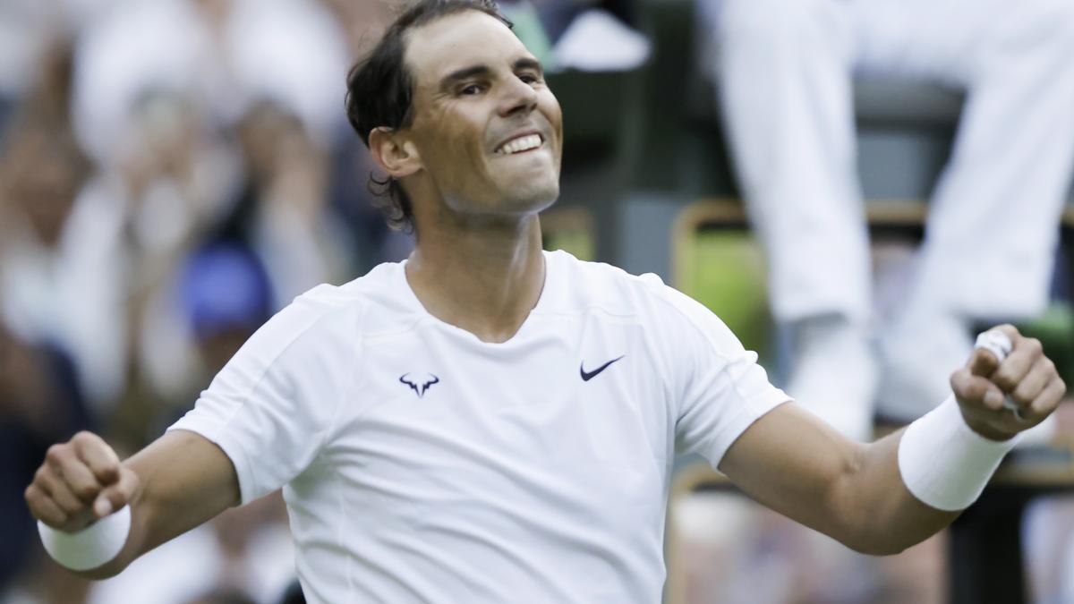 Nadal celebra su victoria en octavos de final ante el italiano Lorenzo Sonego.