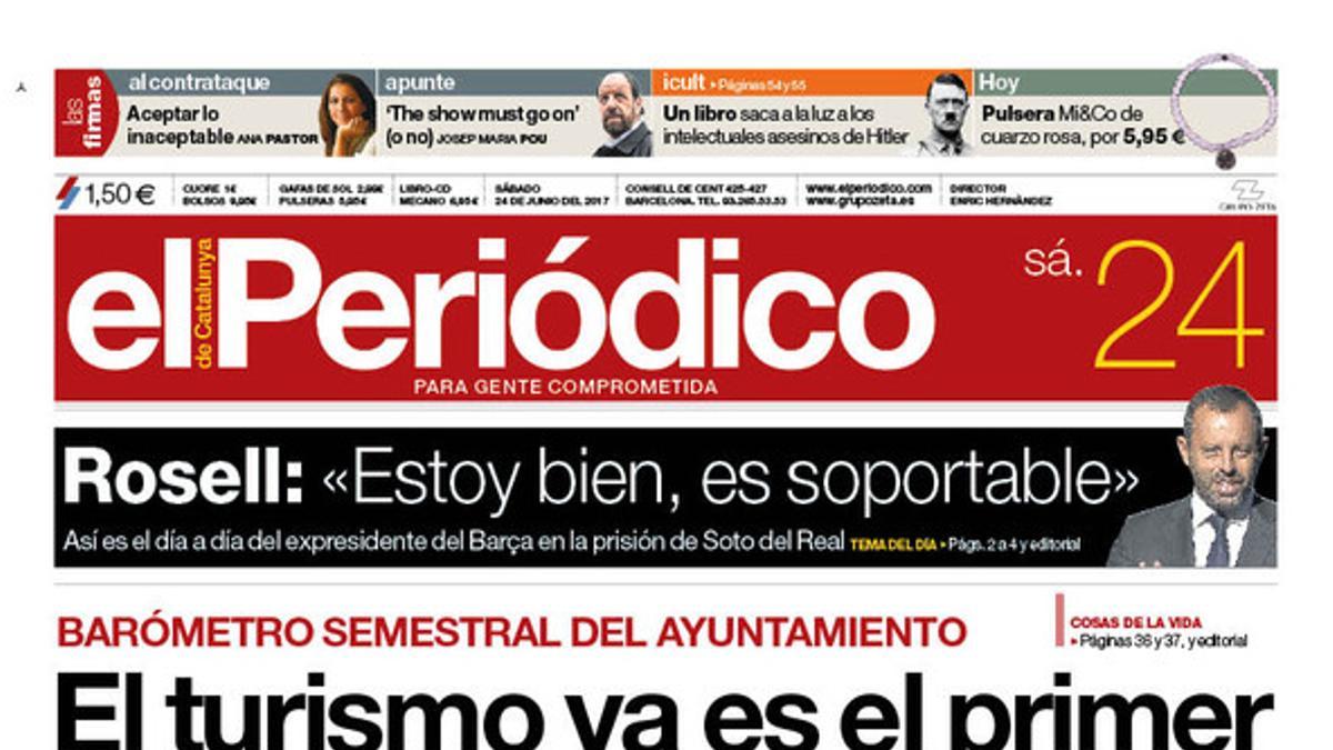 La portada de EL PERIÓDICO del 24 de junio del 2017.