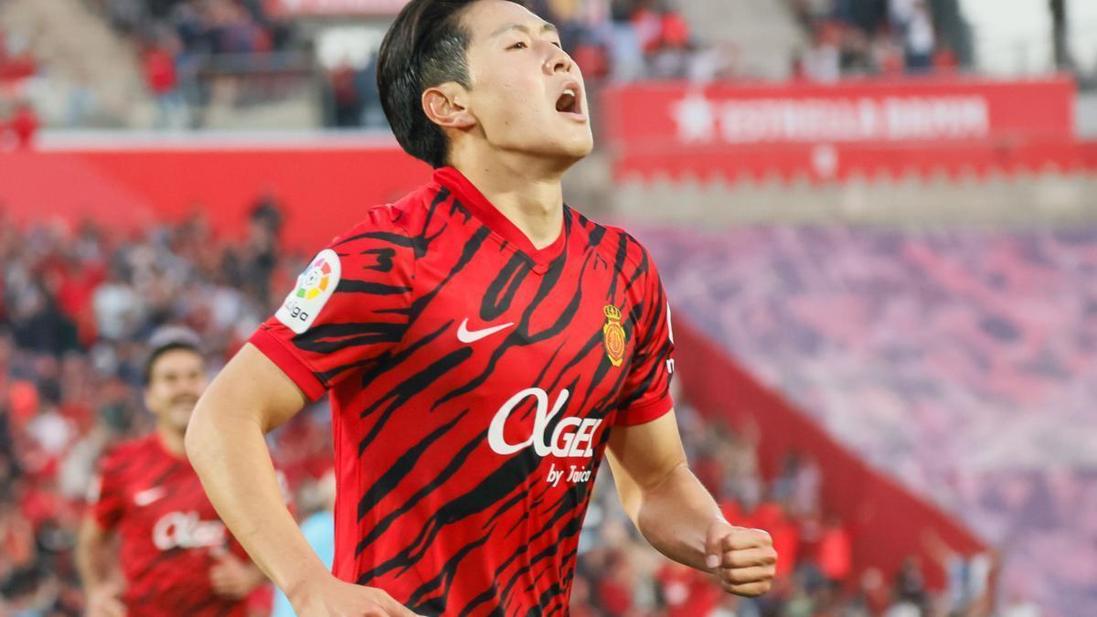 Kangin Lee celebra su gol al Getafe.