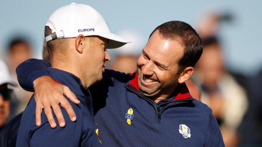 Sergio García, durante un entrenamiento previo a la Ryder Cup