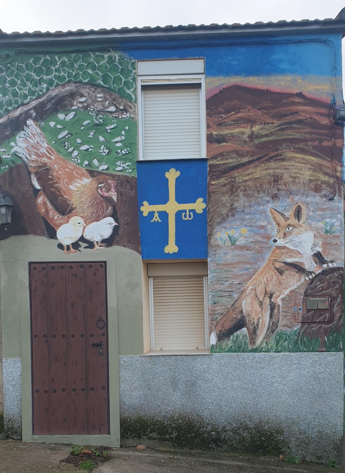 Uno de los tres últimos murales realizados en Villaflor.