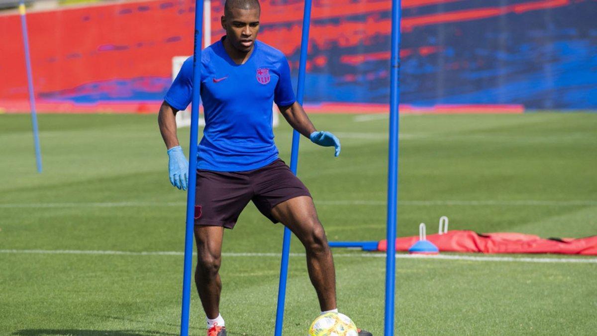 Sergio Akieme, en una imagen del entrenamiento individualizado de este lunes