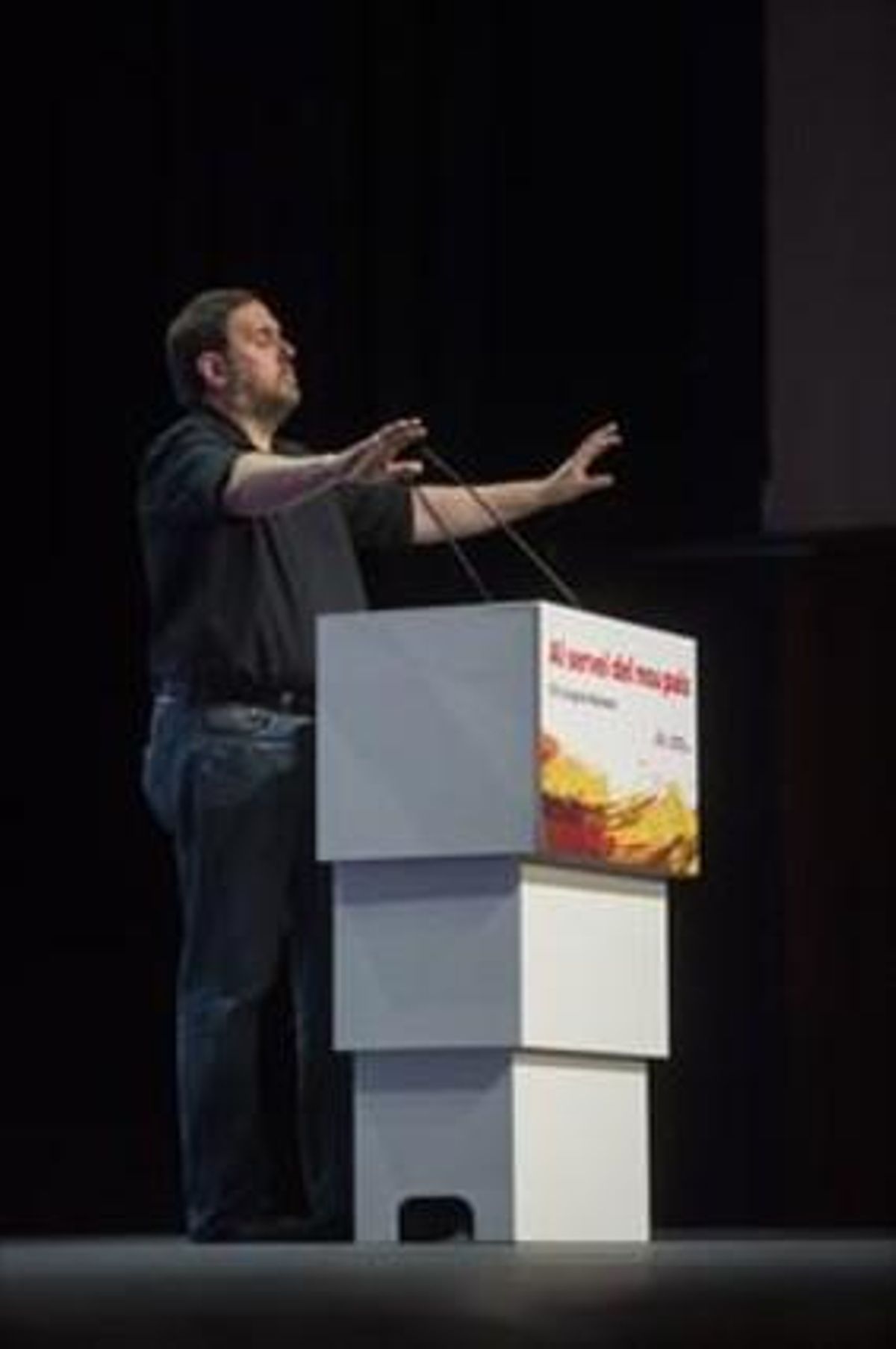 Oriol Junqueras, ahir, al Palau de Congressos de Catalunya. Oriol Junqueras, ahir, al Palau de Congressos de Catalunya.