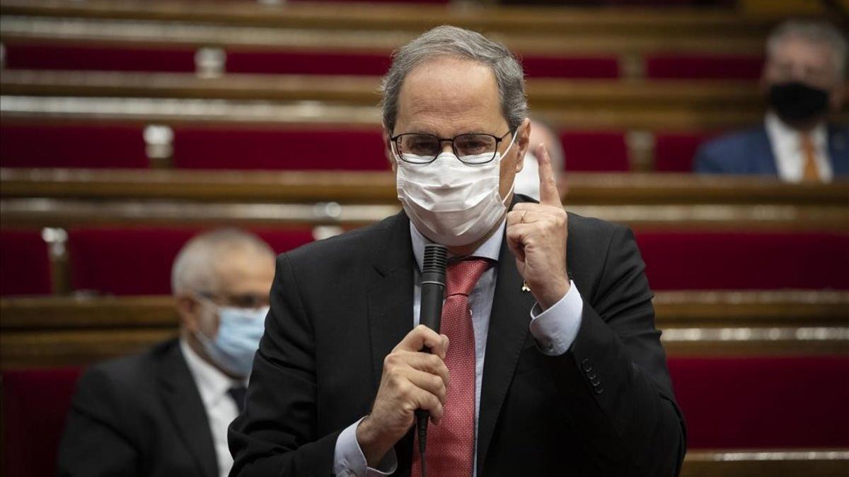 Quim Torra, en el pleno del Parlament, el 9 de septiembre pasado