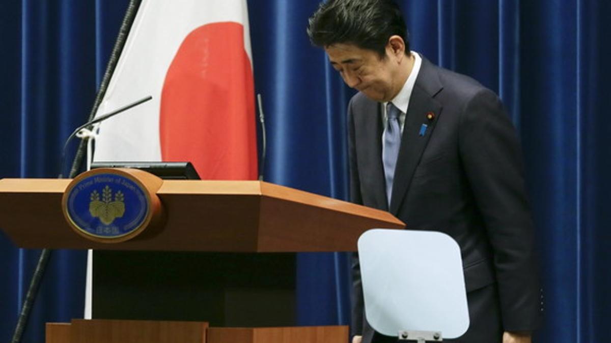 El primer ministro japonés, Shinzo Abe, durante su discurso, este viernes.