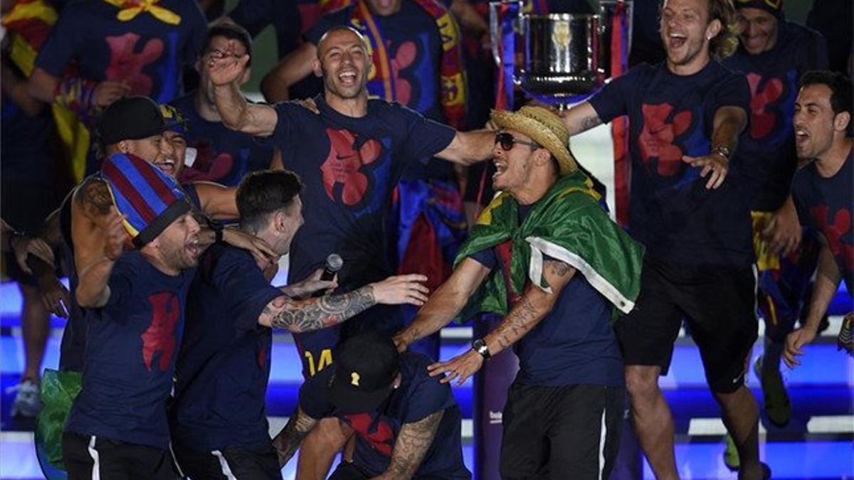 El Barça celebró el triplete por todo lo alto