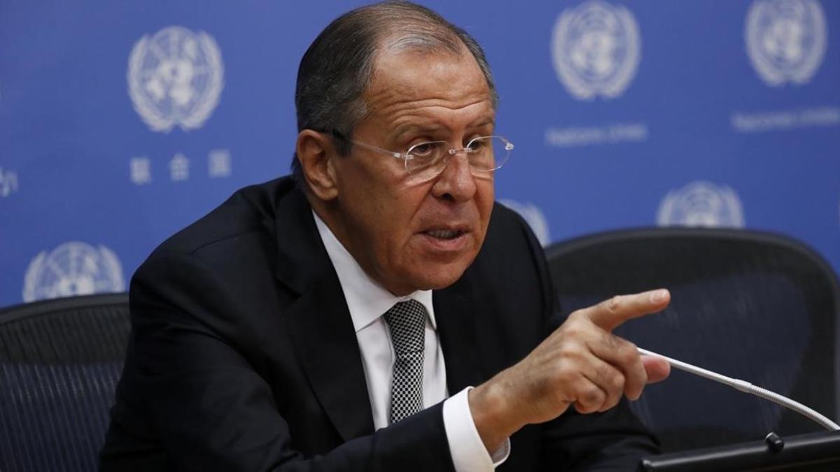 Lavrov, durante su rueda de prensa en la sede de la ONU, en Nueva York, este viernes.