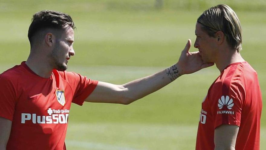 Saúl y Torres, esta semana en un entrenamiento con el Atlético