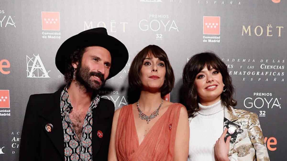 Cena de nominados a los Goya 2018: Leiva, Belén Cuesta y Anna Castillo.