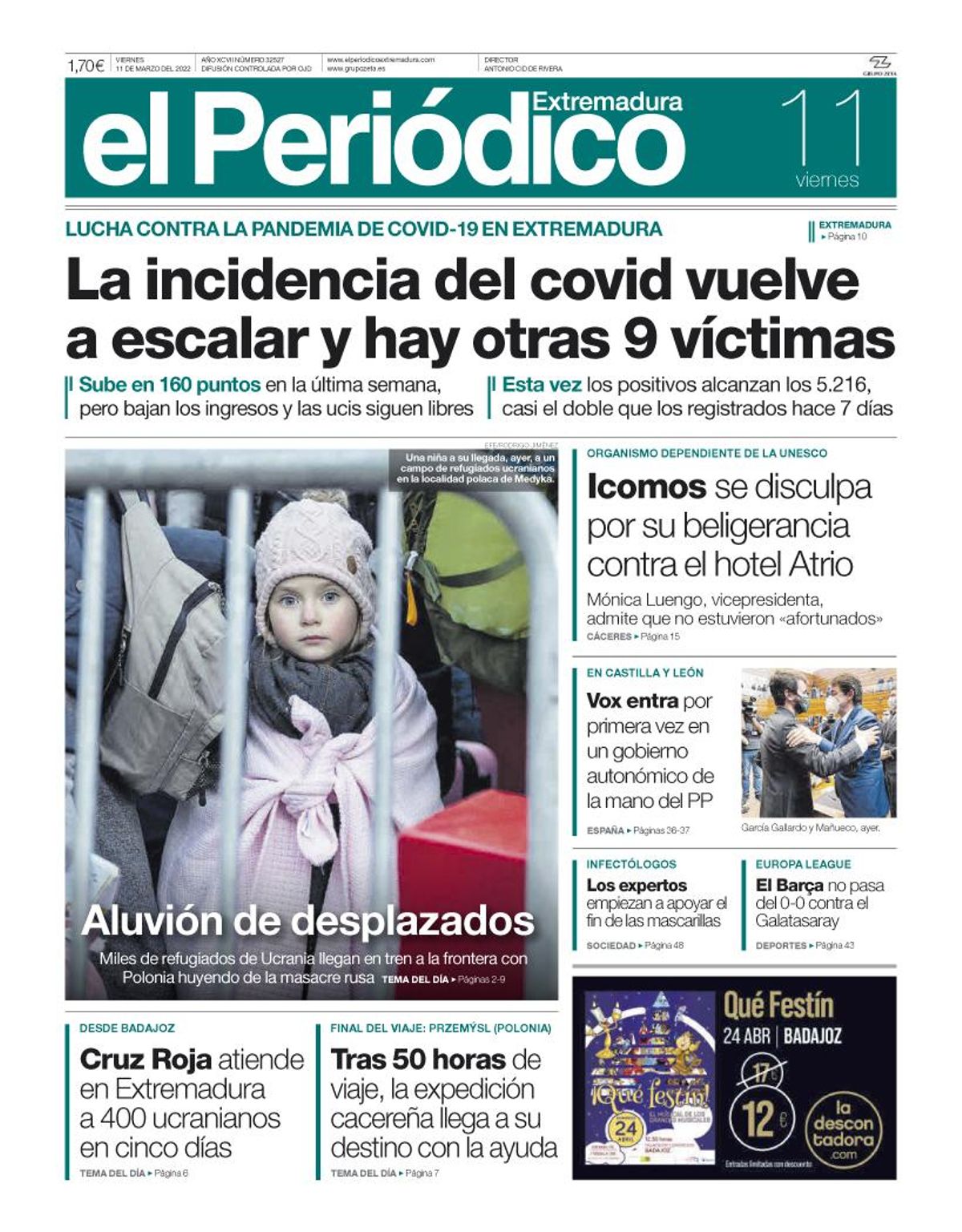Consulta la portada correspondiente al día 11 de marzo del 2022