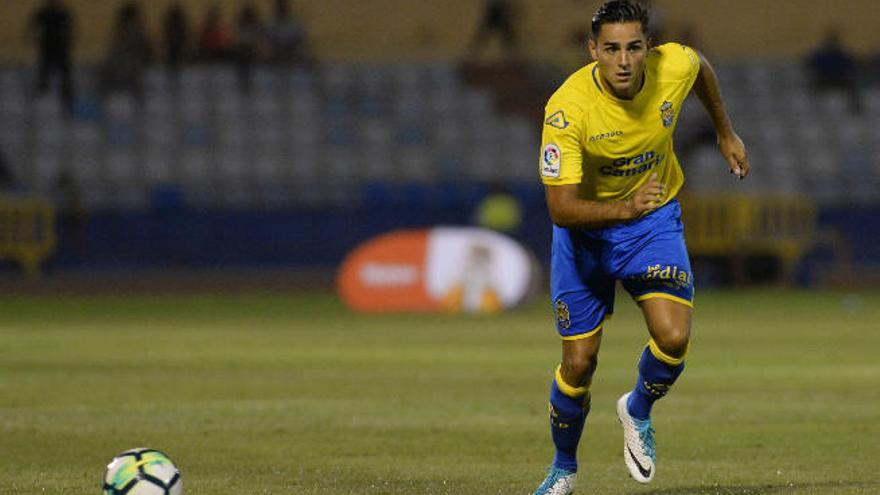 David Simón, durante el partido de la Copa Mahou frente al Tenerife, ayer en el estadio de Maspalomas.