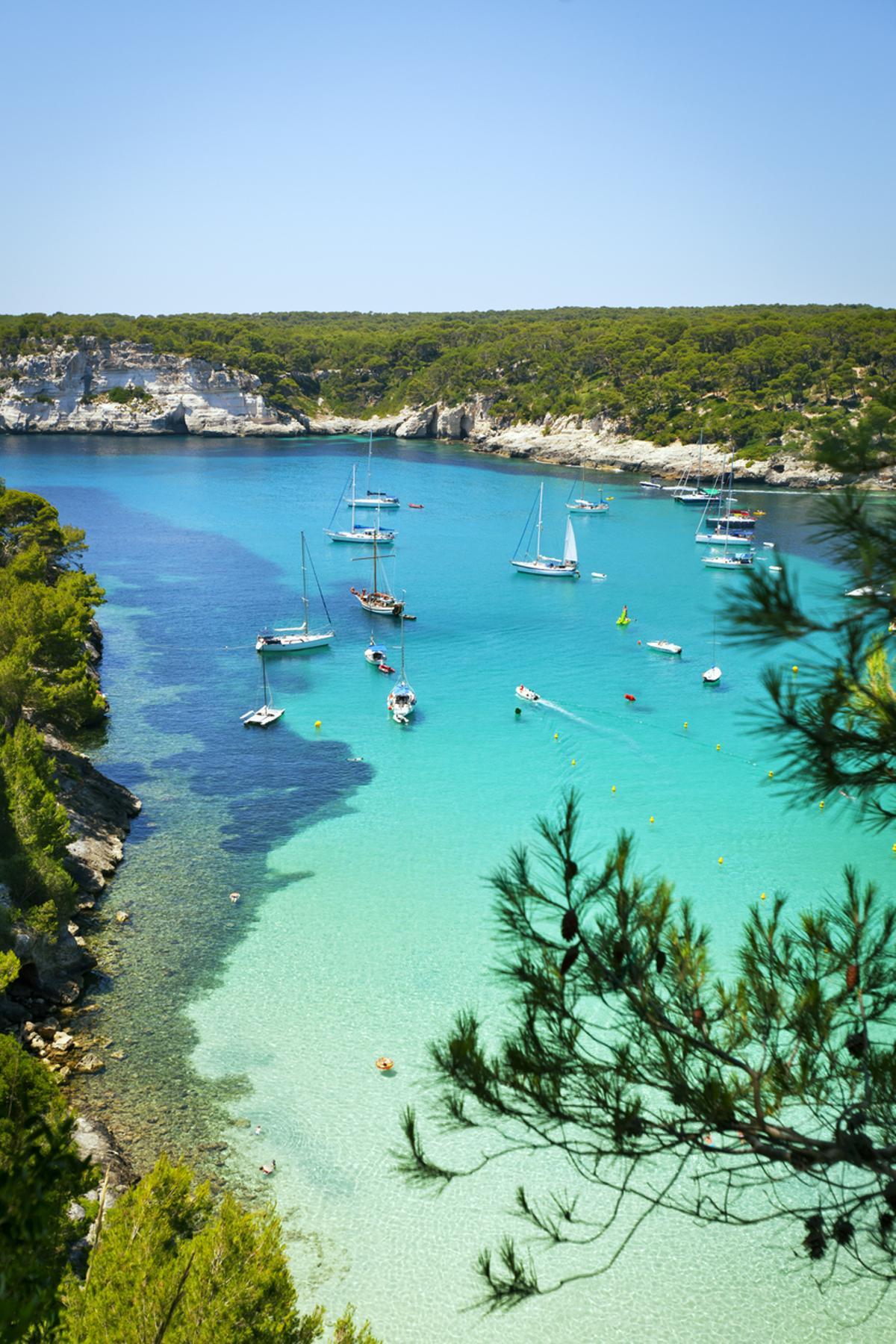 Arena blanca, agua azul turquesa y un paisaje de roca y pinos alrededor: Mediterráneo en estado puro