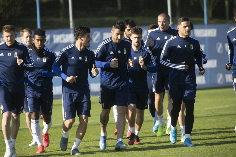 El entrenamiento del Oviedo de esta mañana