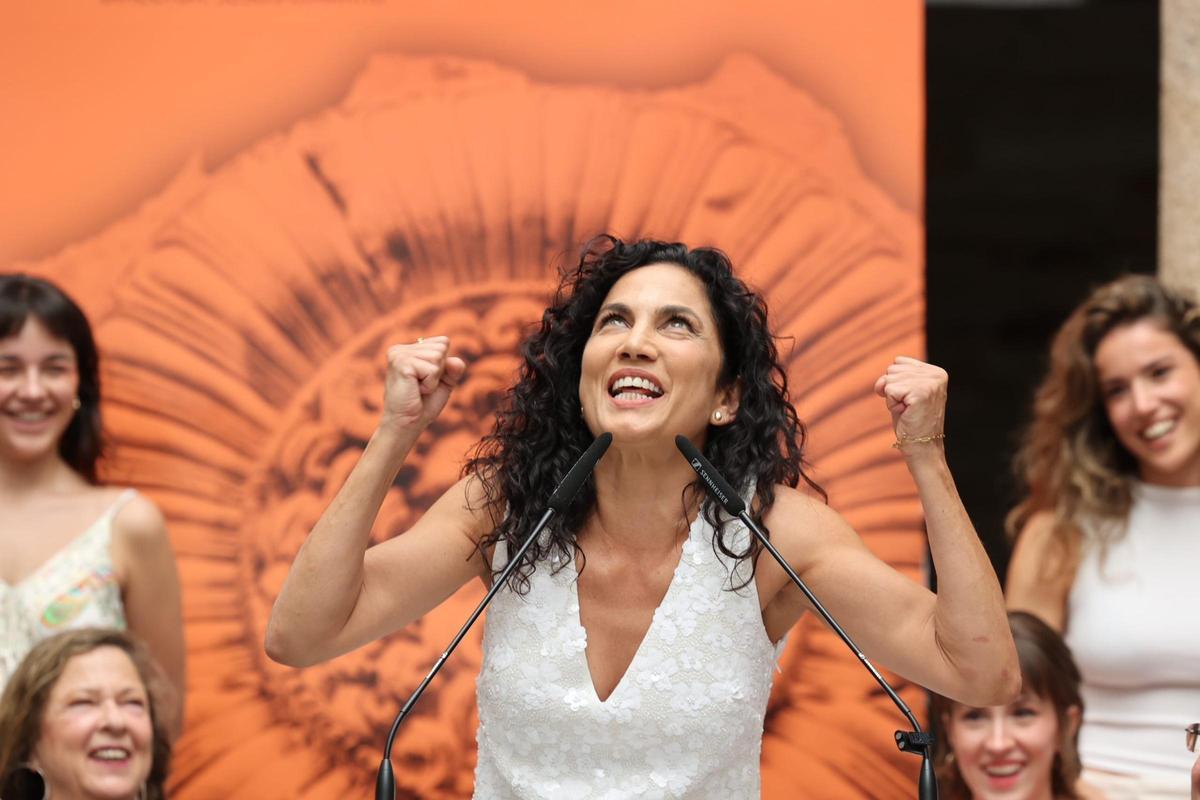 Toni Acosta en la presentación de 'Bacanal' en Mérida.
