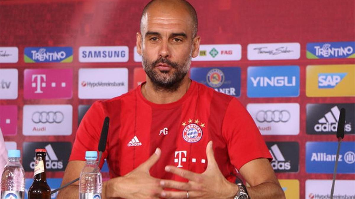 Guardiola, en rueda de prensa en Múnich