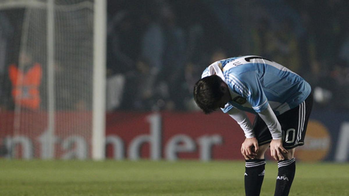 Leo Messi, durante el encuentro entre Argentina y Colombia de la Copa América, el miércoles, en Santa Fe.